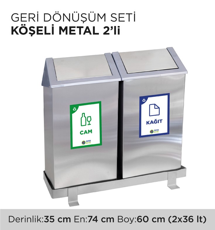 GERİ DÖNÜŞÜM SETİ KÖŞELİ METAL 2'Lİ