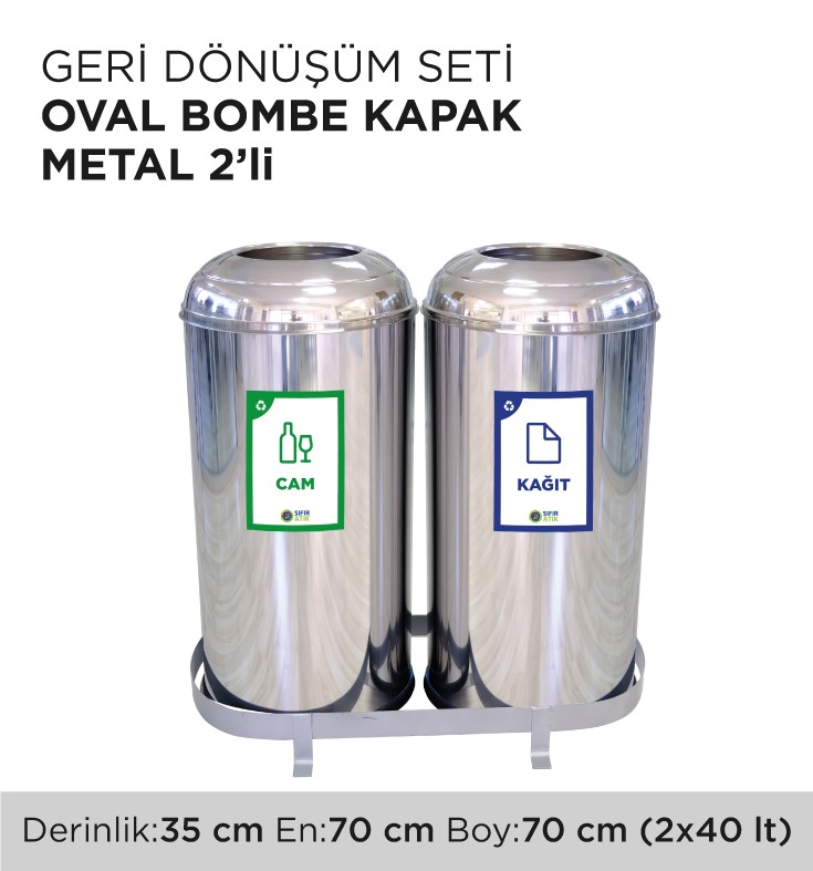 GERİ DÖNÜŞÜM SETİ OVAL BOMBE KAPAK METAL 2'Lİ