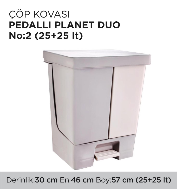 ÇÖP KOVASI PEDALLI PLANET DUO 25+25LT NO 2